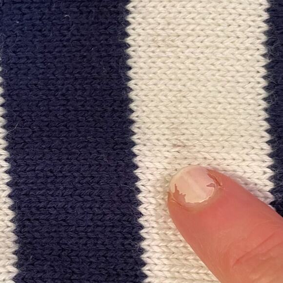 J. Crew Cotton Navy Blue/Ivory Rugby Stripe Mock Neck Long Sleeve Sweater, M - Picture 12 of 12